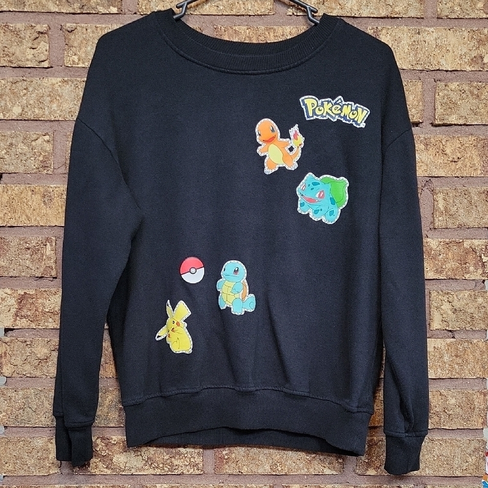 Pokémon Kids Pokemon Character Black Long Sleeve Sweatshirt Size Large